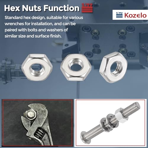 100pcs Hex Nuts - [#12-24] 304 Stainless Steel 18-8 (A2-70) Hardware Nuts for Mechanical Repair & Assembly, Standard Inch Coarse Thread Nut, Bright Finish, Silver #12-24 100