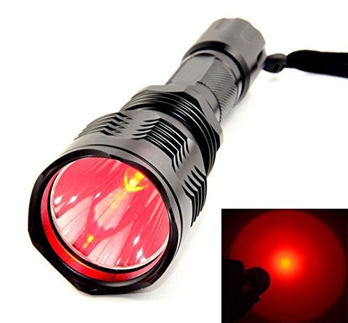 BESTSUN Brightest Waterproof Red Light Flashlight 1000 Lumens 350 Yard Long Range Red Hunting Light Coyote Hog Night Vision Red LED Flashlight Light Lamp Torch with Rechargeable Battery Charger 802-RD