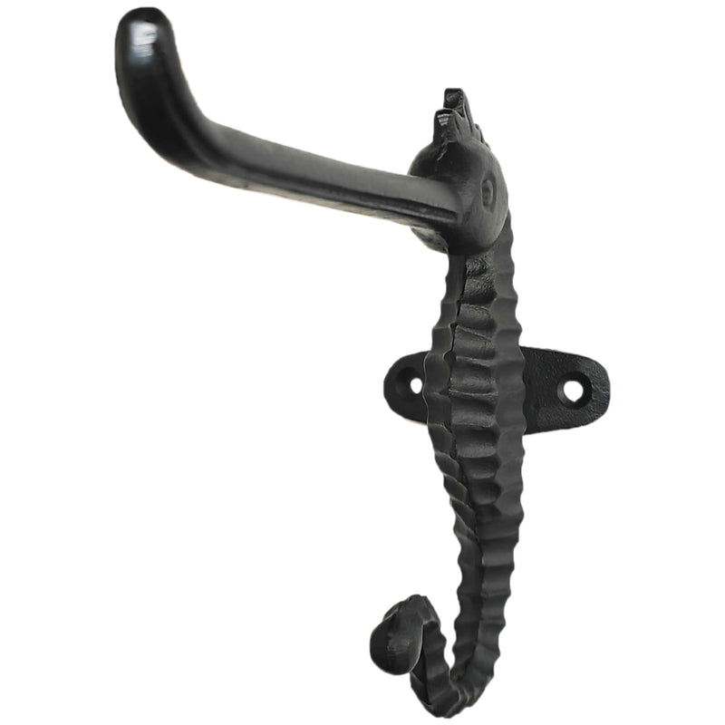 Cast Iron Seahorse Toilet Paper Holder, Heavy Duty DIY Vintage Rustic Iron Roll Tissue Wall Mount Paper Holder Towel Racks with Hardware for Bathroom, Kitchen, Bedroom, Hallway (Black) Black