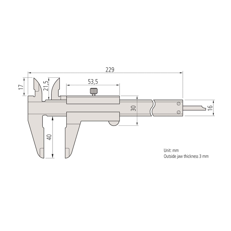 Mitutoyo 530-101 Vernier Calipers, Stainless Steel, for Inside, Outside, Depth and Step Measurements, Metric, 0"/0mm-150mm Range, +/-0.05mm Accuracy, 0.05mm Resolution, 40mm Jaw Depth 150mm