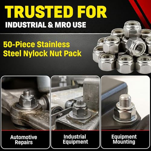 Stainless 3/8-24 Nylon Insert Lock Nuts, SAE Fine Thread 3/8-24 Nylock