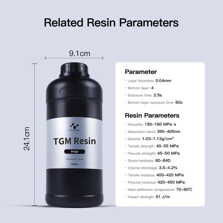 NOVA3D 16K TGM 3D Printer Resin,Tabletop Gaming,High Toughness,Impact Resistance Ultra Precision,405nm LCD Rapid Photopolymer Resin for Board Game Character Model LCD 3D Printing Beige Resin 1kg 1000g
