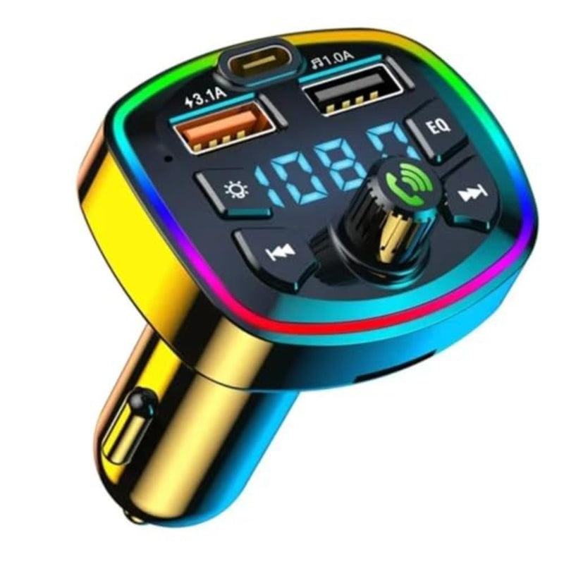 Car Cigarette Lighter PD 3.1A Fast Charging Bluetooth Receiver Lossless MP3 Player Car Music USB Converter with Digital Display (Black) Black