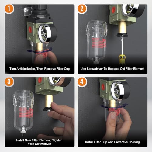 1/4 NPT Airbrush Regulator Air Compressor Moisture Water Trap Radial-semi-auto Drain 1/4"NPT