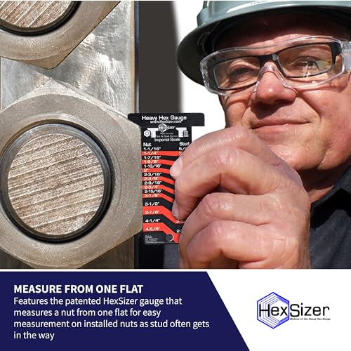 HexSizer 10-Pack Heavy Hex Gauge, Nut & Bolt Sizer Set - Red on Black