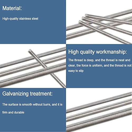 40pcs 8/32 Inch Threaded Rods with Hex Nuts M4 12 Inch 304 Stainless Steel Fully Rod Threaded, 20Pcs Right Hand Threads &20Pcs Hex Nuts for Beaded Garden Stake Rods (300MM) 12inch(40pcs)