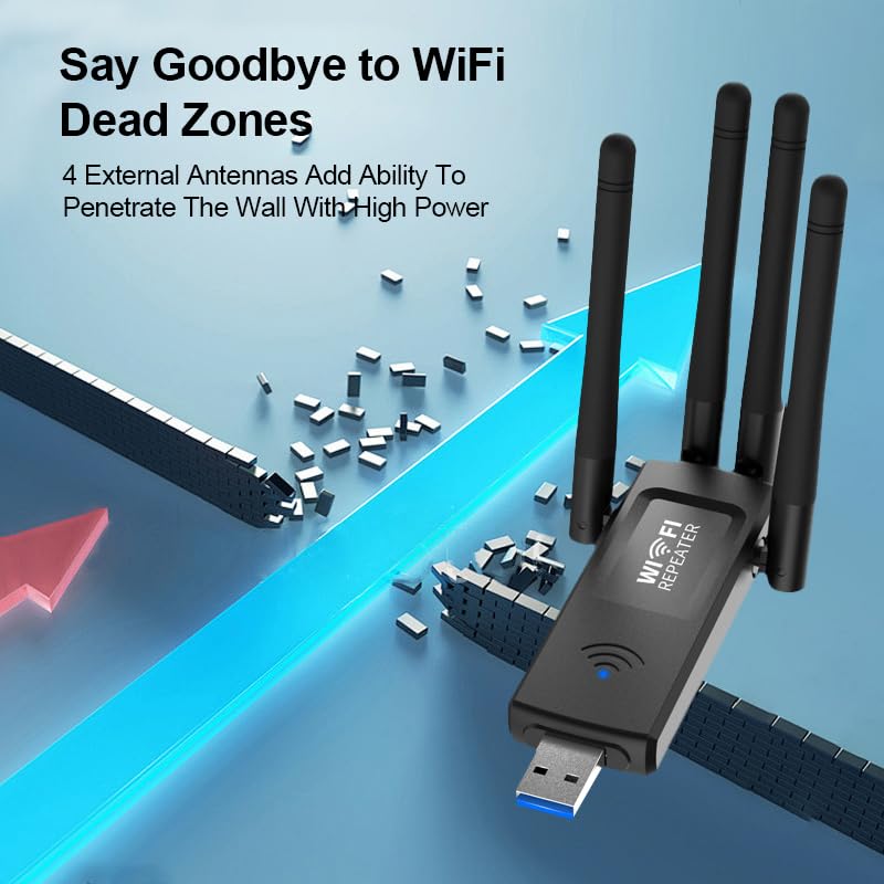 USB WiFi 6 Adapter AX1200Mbps, Dual Band Wireless Network Adapter with 2×5dBi Antennas and Bluetooth 5.4 for PC Laptop Desktop Windows
