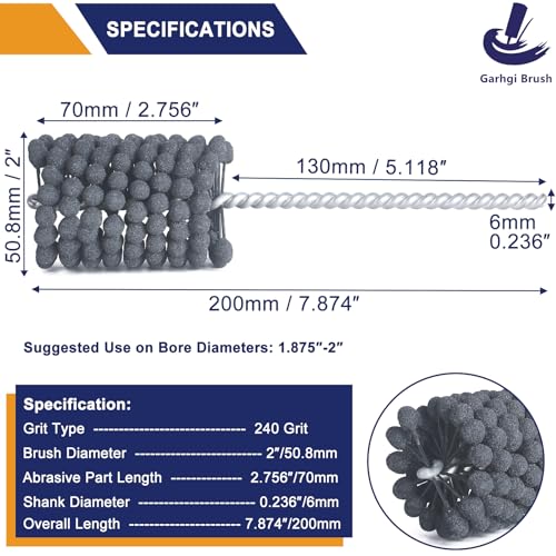 Garhgi 2 Inch (50.8mm) Cylinder Hone Tool, Flexible Resilient 240 Grit Ball 2.000"(50.8mm)