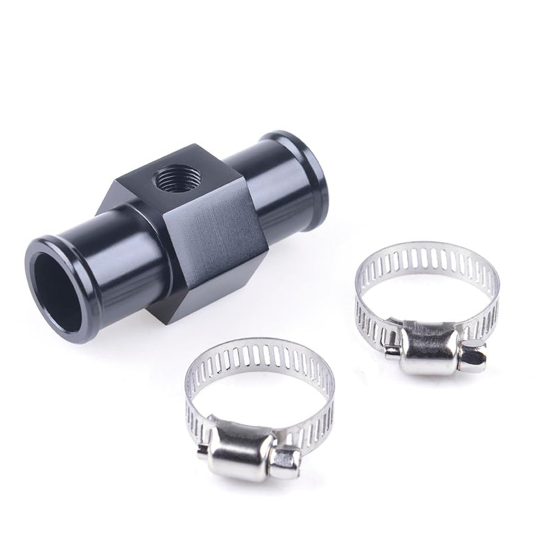 Aluminum Water Temp Joint Pipe Water Temp Meter Temperature Gauge Joint Pipe Radiator Sensor Adaptor Clamps Black 18mm