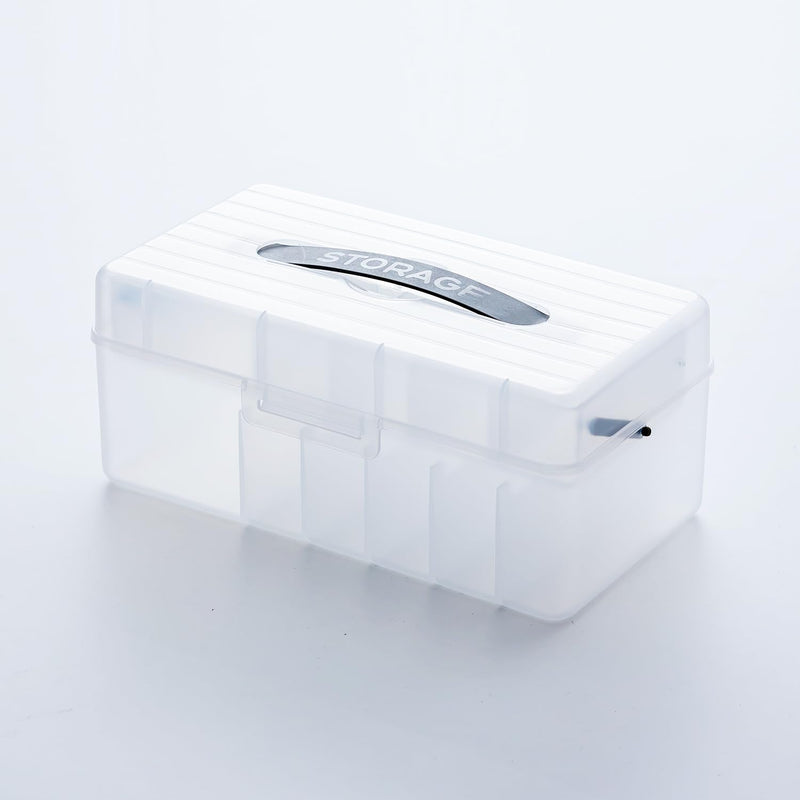 Vidifor 2-Layer Cable Organizer Box with 20 Cable Ties, Portable Cord, Charger and Bandages Storage for Drawer, Desk, Office & Home (White) White