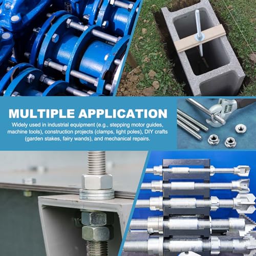 PATIKIL M16 x 2mm Fully Threaded Rods 12 Inch/300mm, 304 Stainless Steel All Threaded Rod Metric Right Hand Threads with 2Pcs Flange Hexagon Nut for Clamps Hangers U-Bolt M16 x 300mm 1