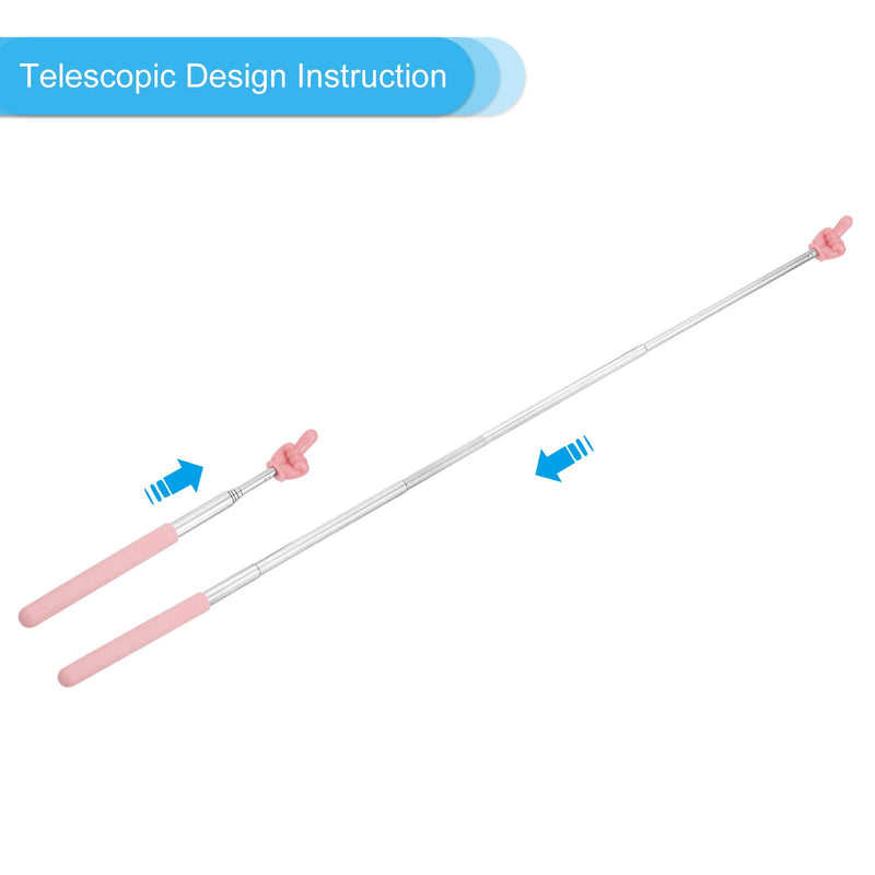 PATIKIL Telescopic Teachers Pointer Stick, 2 Pcs Classroom WhiteBoard Teacher Hand Finger Mini Pointer for Presentation Speaker Guide Coach, Pink Style 1