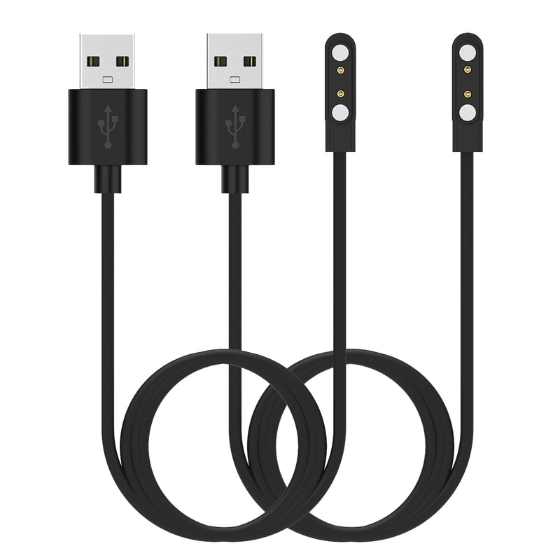 RuenTech 2-Pack Chargers Compatible for Cosmo JrTrack SE/JrTrack/JrTrack 2/JrTrack 3 Charger, Magnetic Replacement Charging Cable for Cosmo Kid's Smart Watch Charger (Black&Black) Black&Black