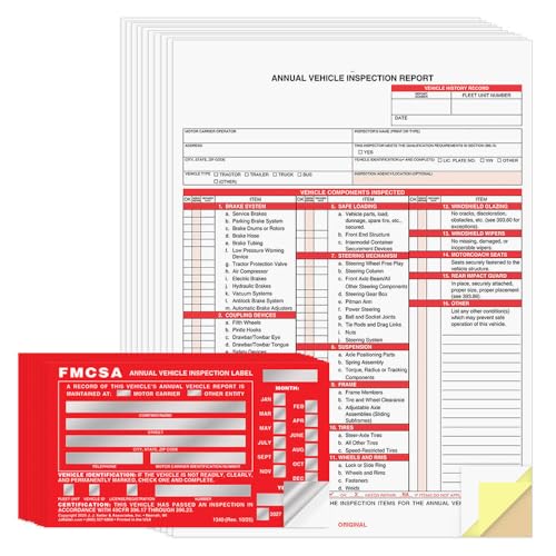 J. J. Keller Annual Vehicle Inspection Report Form and Label, 10 Pack 10-pack
