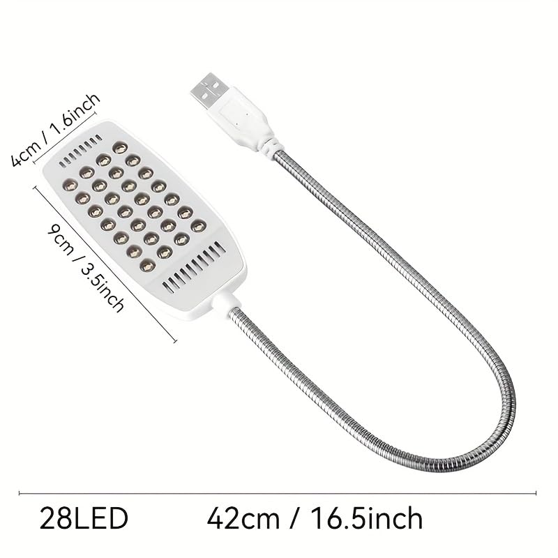 USB LED Light for Laptop Keyboard Light Gooseneck Computer Lamp Flexible Stick LED Lamp for Reading Book(28 LED, White)
