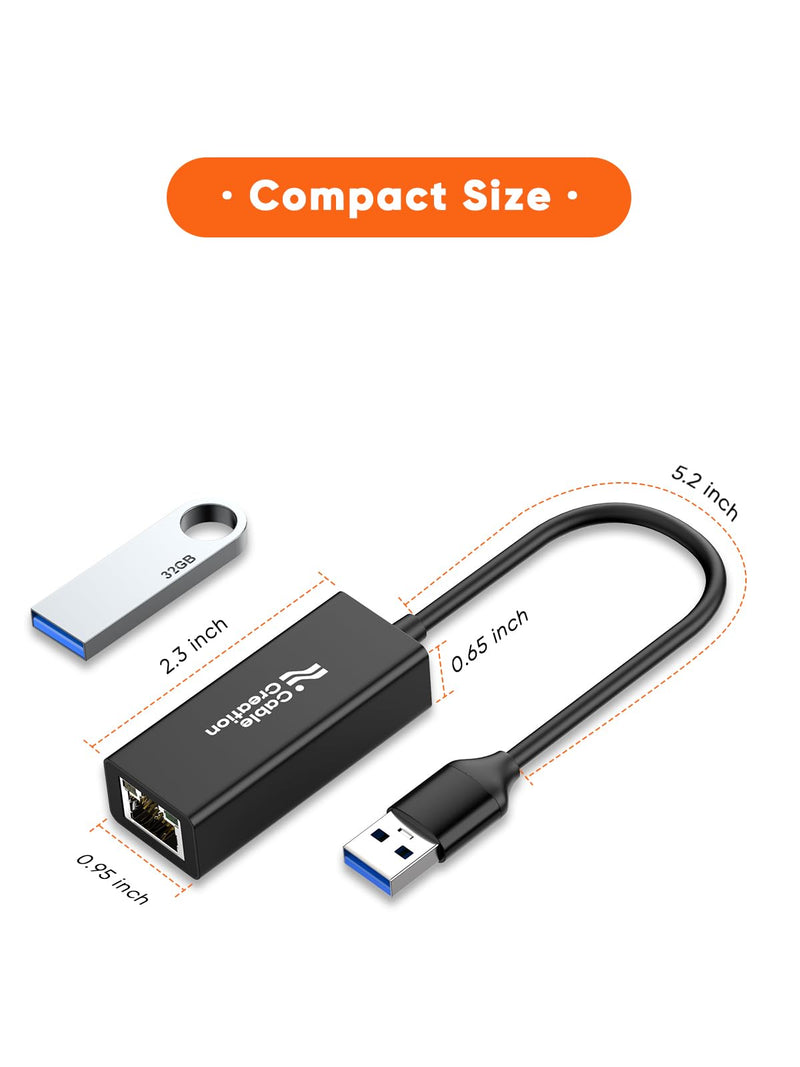 CableCreation USB to Ethernet Adapter, Driver Free USB 3.0 to 10/100/1000 Gigabit Ethernet LAN Network Adapter Compatible with Nintendo Switch, Laptop, PC, MacBook, Windows, macOS, Linux, Aluminum 1 Gbps-Aluminum Shell 1Pack