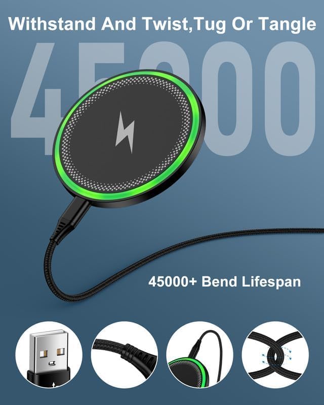 15W Wireless Charger for Google Pixel 10 Pro XL/10a/9 Pro XL/8 Fast Charge | Cordless Charging Pad with QC 3.0 USB Charger Block + USB-C Cable Cordless Charge Station Phone Charger for Android Wire less Black