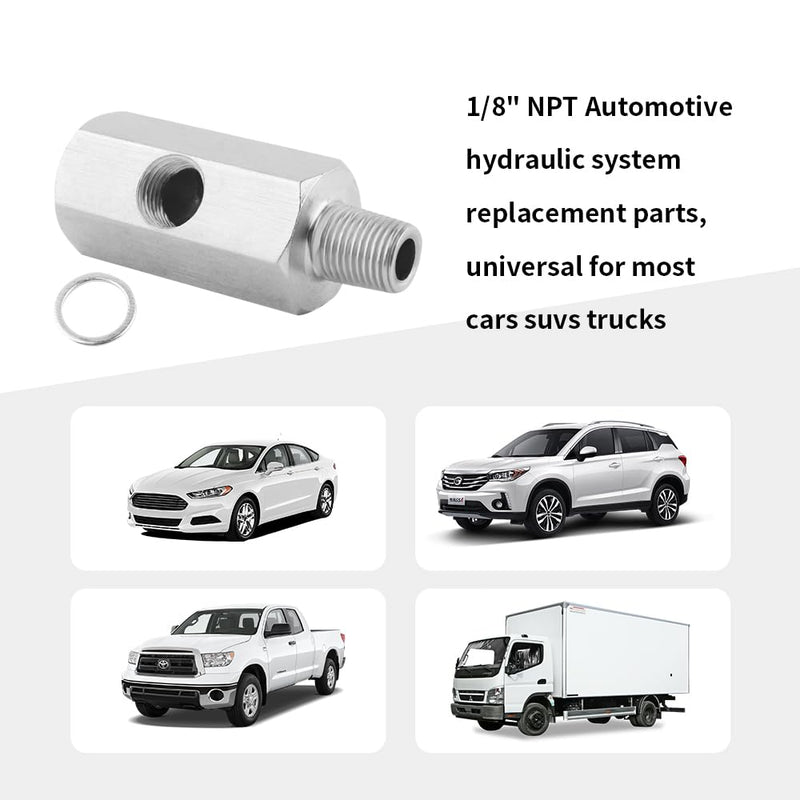 M9 1/8" NPT Oil Pressure Sensor T-Shaped Connector,Stainless Steel Turbo Adapter,Universal Hydraulic System Replacement Parts Car Accessories for Most Cars Trucks SUVs