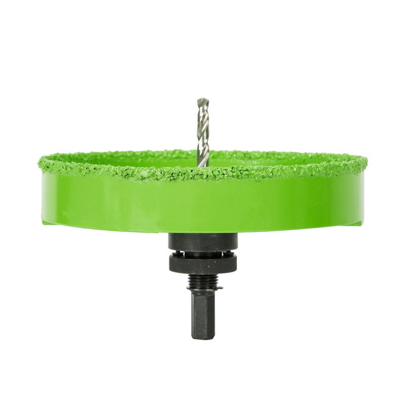 6 inch Carbide Hole Saw with Arbor for Recessed Lights, Cutting Plaster Drywall Ceiling Sheetrock, 2X Faster, Green