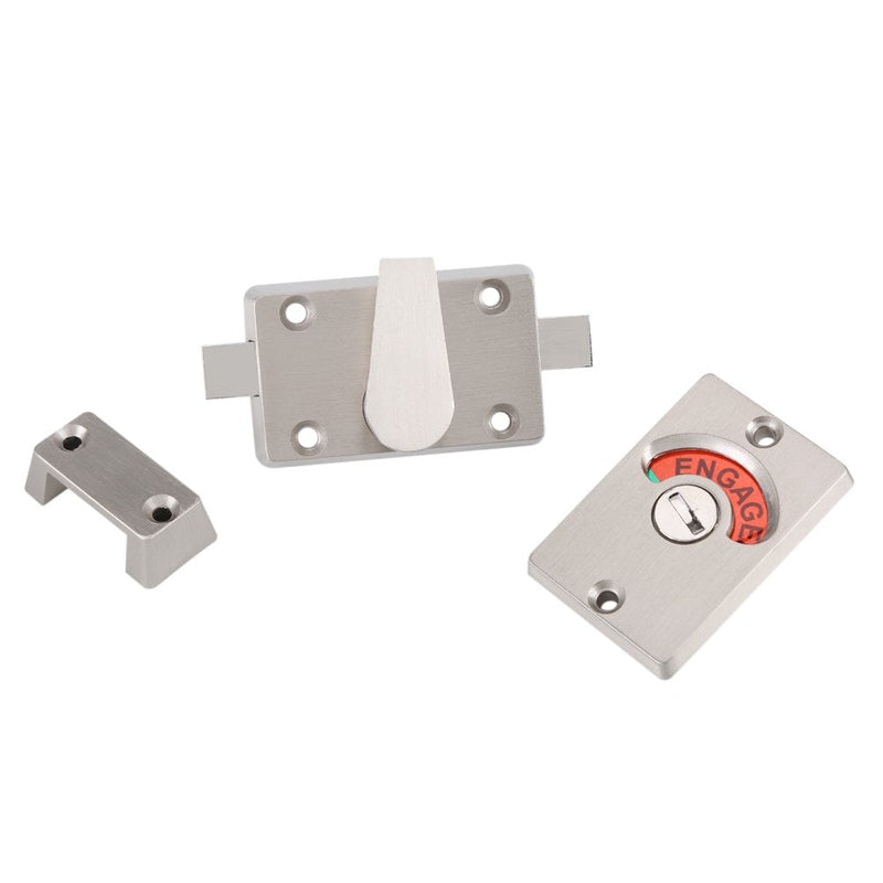 Stainless Steel Bathroom Door Lock with Occupied Vacant Indicator – Toilet Door Lock for Home Office Restroom, Heavy Duty Privacy Lock Hardware