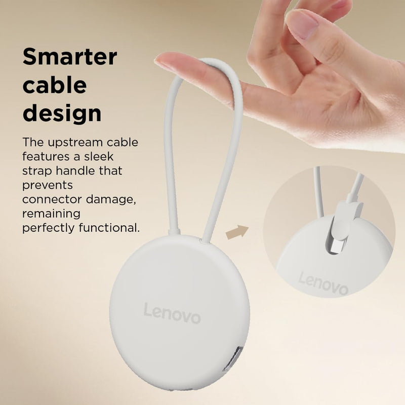 Lenovo Slim USB-C 3.2 Hub, 5-in-1 USB-C Hub with HDMI 2.1 (4K@60Hz), 10Gbps USB-C & USB-A Ports, 100W PD-in (65W Charging), Ultra-Thin Portable Dock with Cable Management for Laptop, Seashell