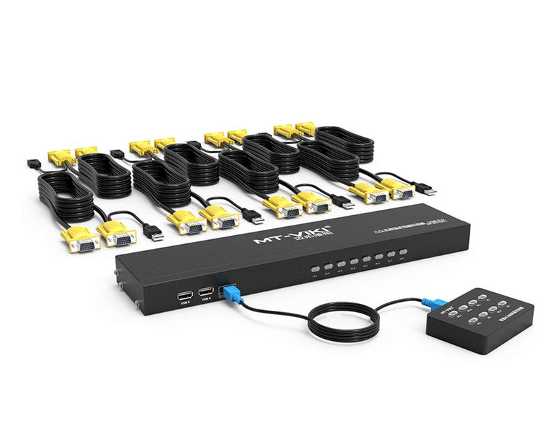 MT-VIKI 8 Port KVM Switch+ 16ft 2-in-1 VGA KVM Cable