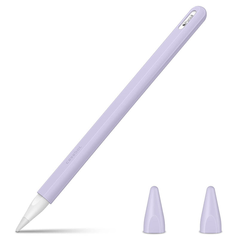 Fintie Silicone Sleeve for Apple Pencil Pro & Apple Pencil 2nd Generation, Light Pen Skin Case Cover Soft Protective Pencil Grip Holder with 2 Nib Covers Accessories, Lilac Purple