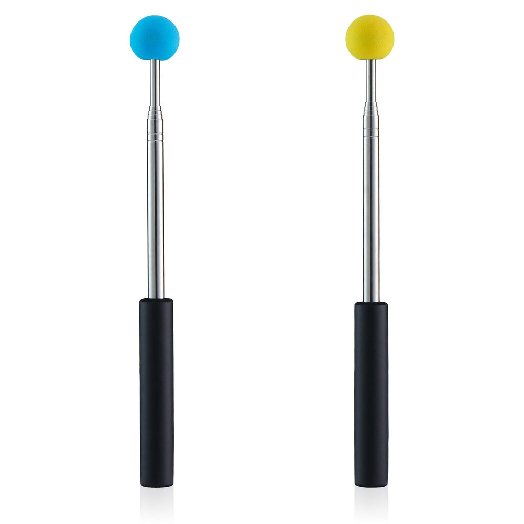 2pcs Telescopic Teacher Pointer for School Teaching,Conference Presentation, Retractable Pointer Stick with Soft Grip Handles (Yellow, Green)