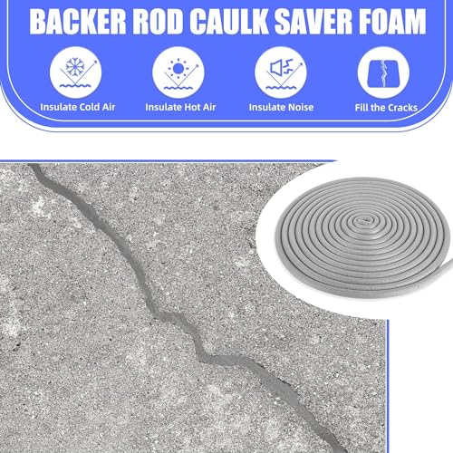 1/2" Diameter x 36' Length Backer Rod Caulk Saver Foam for Cement Caulk, Joints and Gaps and Driveway Crack (Grey) Grey 1/2 Inch x 36 Ft