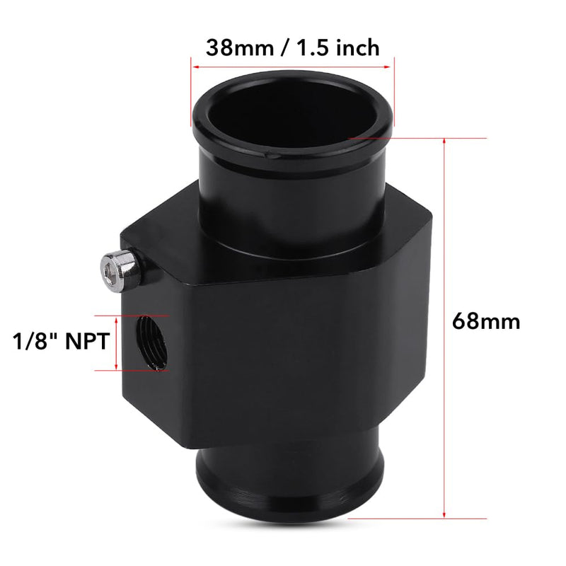 Automotive Engine Radiator in-Line Hose Fitting Adapter Water Temperature Thermostat Sensor Electric Fan Switch Kit (38mm, 180'F On - 165'F Off) 38mm