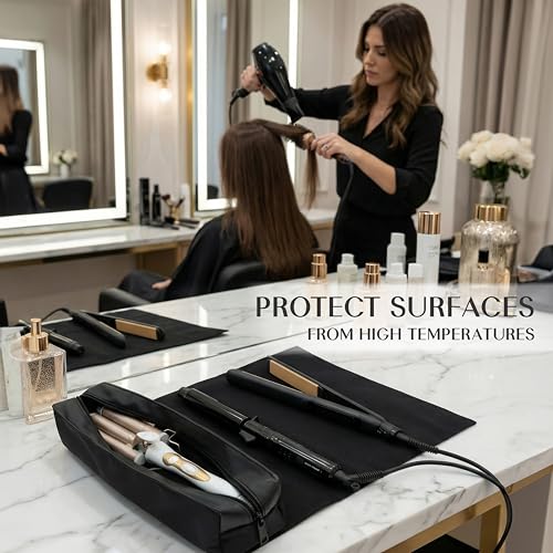 TREND-X Hair Styling Tools Organizer Bag with Heat-Resistant Mat