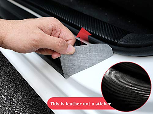 MAXDOOL 4Pcs Car Door Sill Protector Reflective 4D Carbon Fiber Sticker white