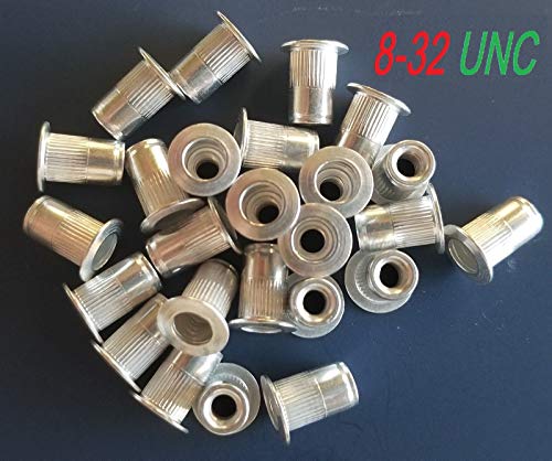 8-32 Aluminum Flange Nutserts Rivet Nut Rivnut Nutsert (Pack of 100)