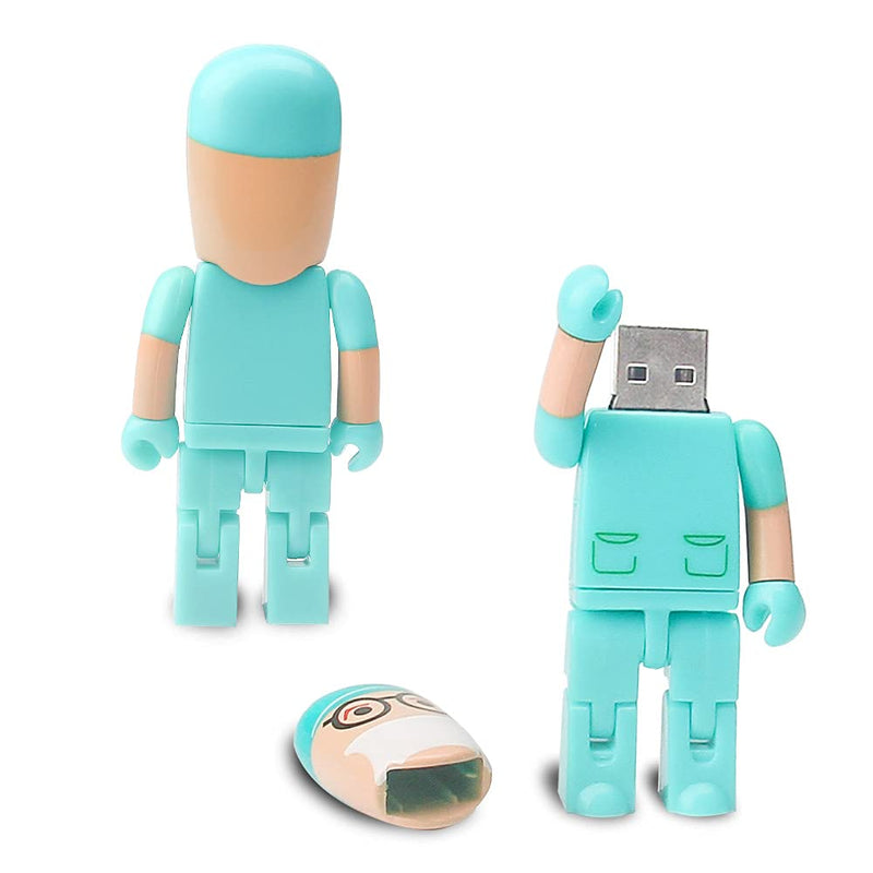 LEIZHAN Cute USB Flash Drive Character Thumb Drive for Kids Students Gift Pendrive (32GB, Doctor in Green) 32GB Doctor (Green)