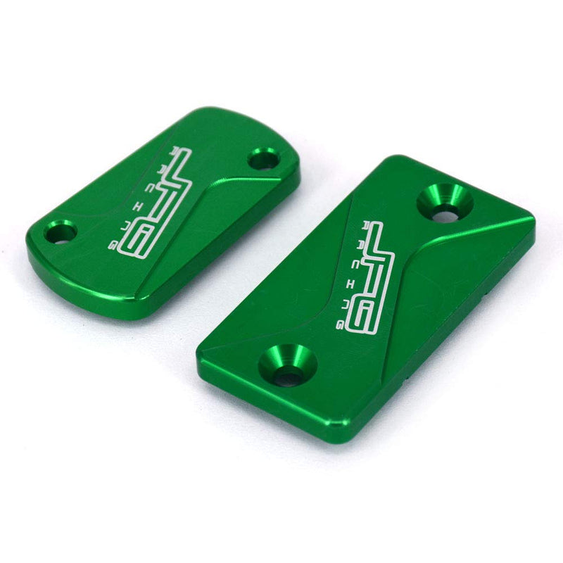 Motorcycle Front And Rear Brake Fluid Reservoir Cover CNC Cap Set Compatible To KX125 KX250 03-08 KX250F 04-18 KX250 19-20 KX450F 06-18 KLX300R 2020 KLX450R 08-15 Dirt Bike Green Front & Rear Brake Fluid Reservoir Cover_1