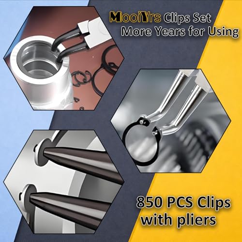 850Pcs C clip External Retaining Rings Snap Rings Assortment(M5-M16) and E clip Assortment Set(M2-M12),5Pcs Snap Ring Plier,Tweezer,24 Sizes Black Carbon Steel Circlip Retaining Clip Black Carbon Steel 850PCS