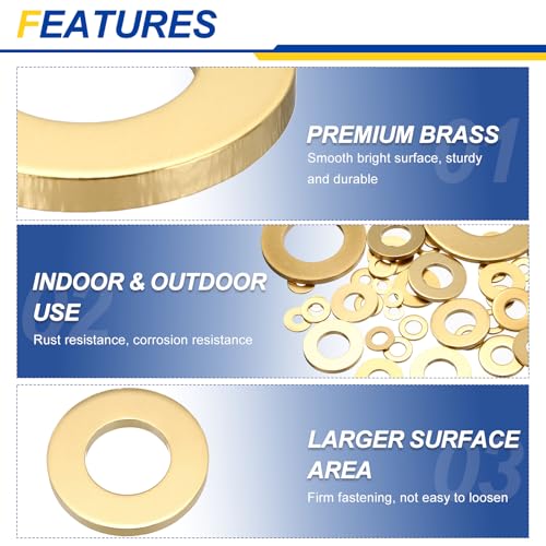 50PCS 5/16" Brass Flat Washer 0.688" OD x 0.065" Thick Washers 5/16" 0.688" OD x 0.065" Thick 50