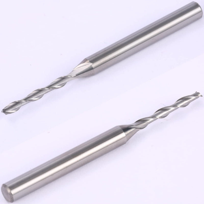 1/4 Inch Shank Extra Long CNC Spiral Router Bit 1/8 Inch Cutting Diameter End Mill, Up Cut Spiral Bit with HRC55 Solid Carbide 2 Flute Spiral Router Bit- 1/8" X 1" X 1/4" X 3" 1/8*1*1/4*3-S