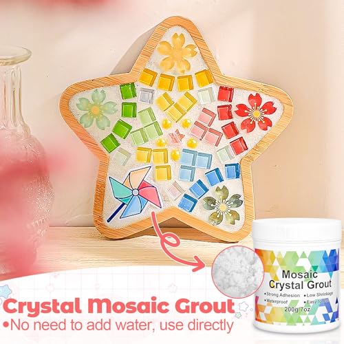 Mosaic Crystal Grout – Translucent Mosaic Grout Filler for Tiles Crafts, No Need to add Water, Essential for Handmade Art Glass Decor, & DIY Craft Projects (7.05oz)