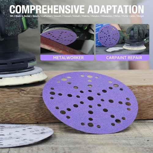 6 Inch 49 Hole Sanding Discs 800 Grit 50 Pcs Ceramic Sanding Discs 50.0