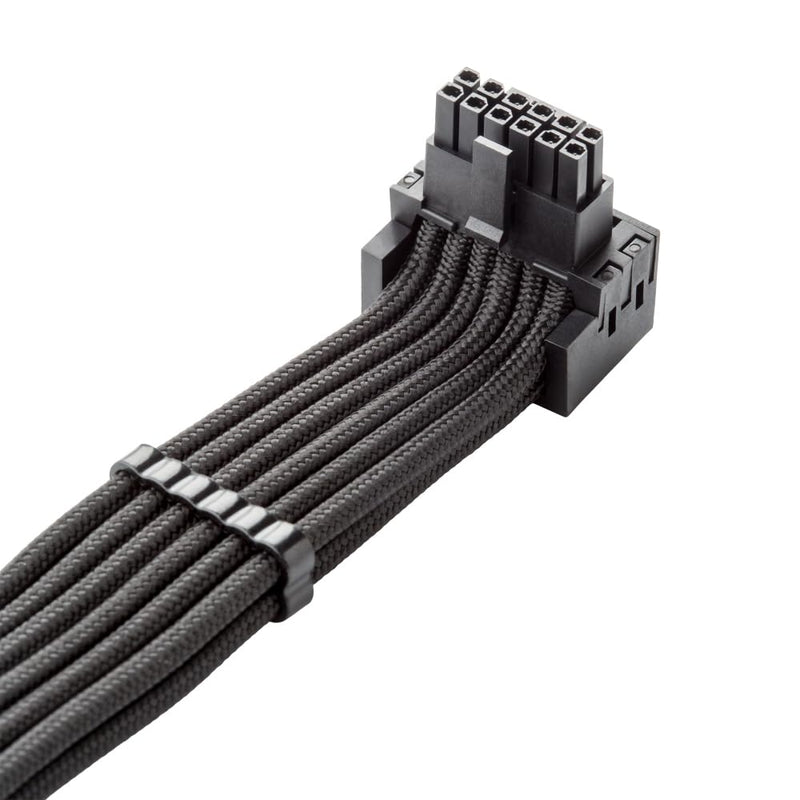 CableMod Universal Pro ModFlex Sleeved 12V-2x6 12VHPWR 90° StealthSense Direct PCIe Cable (Variant B, Black) Variant B