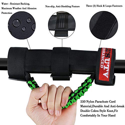 Roll Bar Grab Handles Grips Triple Straps for UTV ATV Polaris Ranger RZR XP900 1000 Honda Pioneer Talon Kawasaki Wildcat Yamaha YXZ Can 1.75 to 2 Inch 2PCS Green