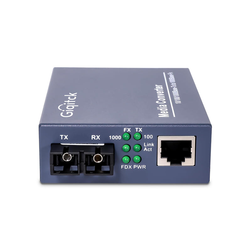 A Pair Ethernet Media Converter, 1.25G Single-Mode Dual SC Fiber Gigabit Media Converter,1x RJ45 Port and 1x SFP Port, 10/100/1000Base-Tx to 1000Base-LX (1310nm, 20km) SMF, 20km, SC x2pcs
