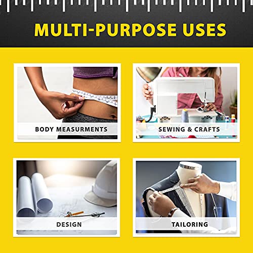 Perfect Measuring Tape All-Purpose 60 Inch Double Sided Fractional Inches and Millimeter/Centimeter Tape Measure TR-16-frac (60 inch White) (Pack of 3) 1.6 m (Pack of 3)