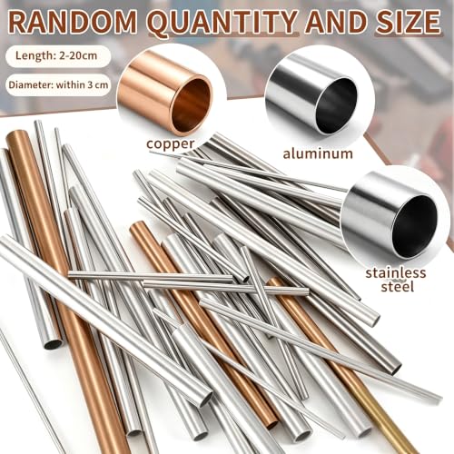 Yaocom Mixed Metal Tubing Cutoffs, Brass Steel Aluminum for DIY Jewelry