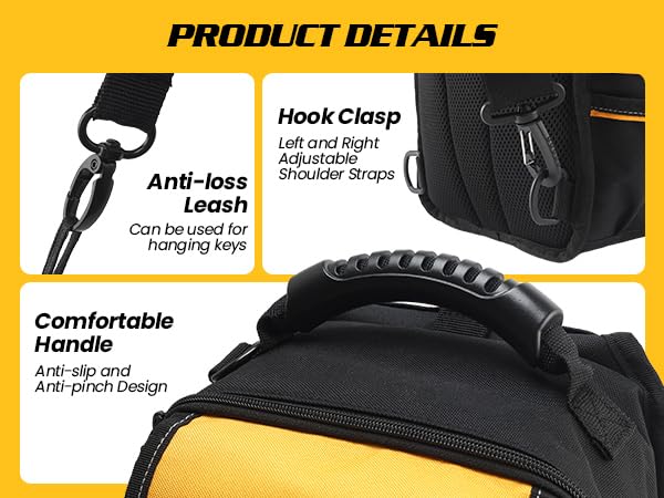 Mosthink Portable Small Tool Bag, Men Heavy Duty Tool Pouch, Waterproof HVAC Toolbag Mini Carry Tool Bags for Technician DIY Daily Use (Yellow) Yellow