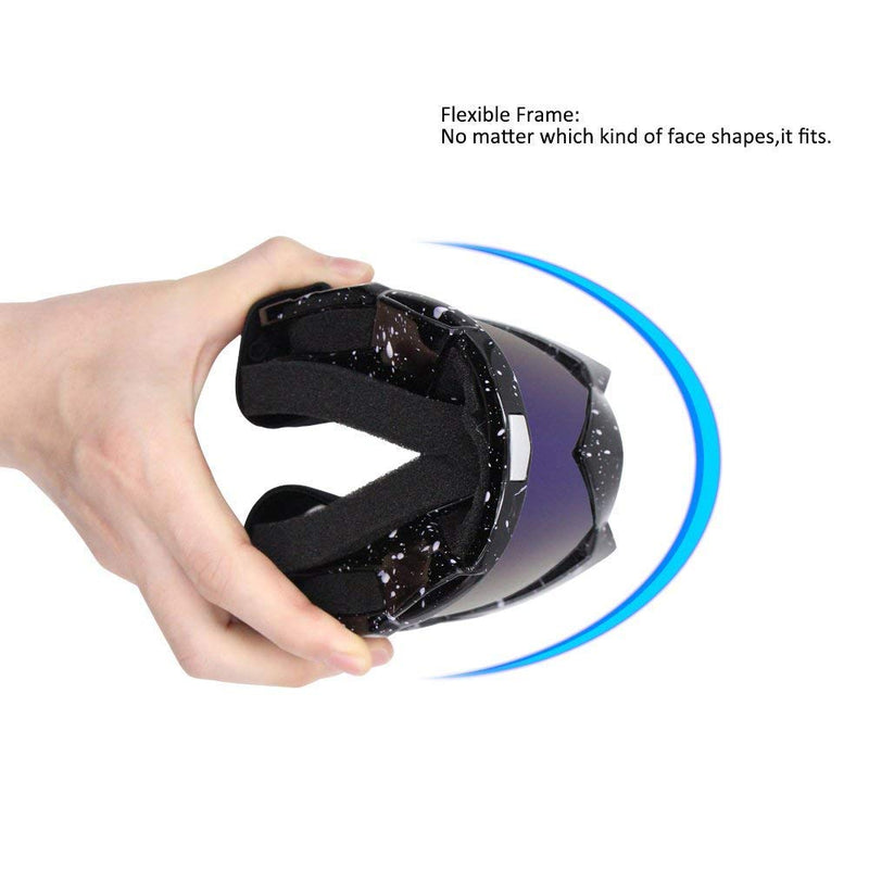 Motorcycle Goggles Dirt Bike Goggles Windproof ATV Dustproof Racing GogglesScratch Resistant Ski Goggles Protective Safety Glasses PU Resin (Black frame+Color lens) Marble Black Frame+color Lens