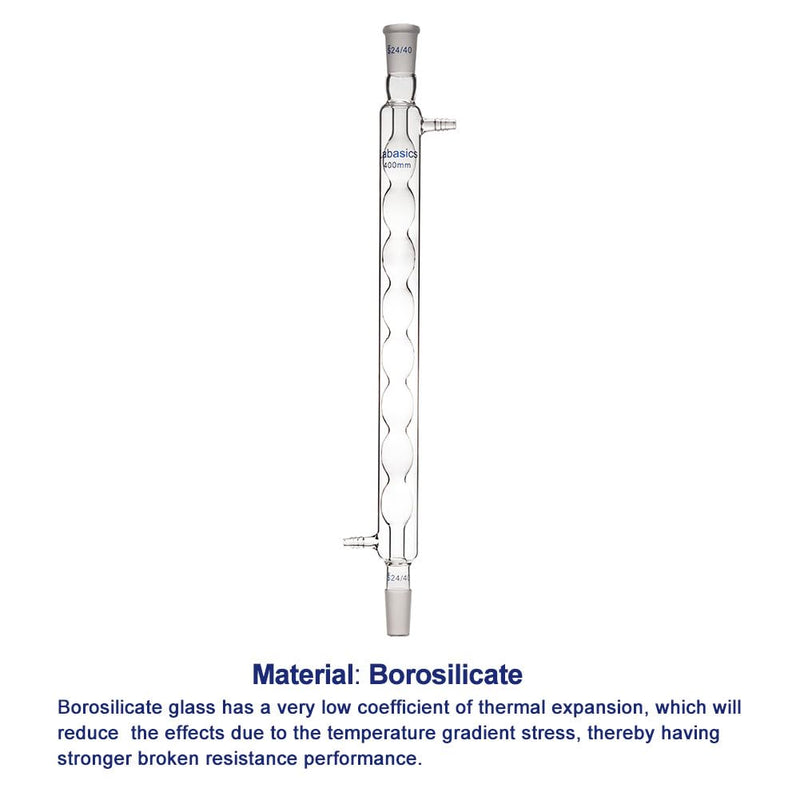 Labasics Borosilicate Glass Allihn Condenser with 24/40 Joint 400mm Jacket Length Lab Glass Condenser 400 mm