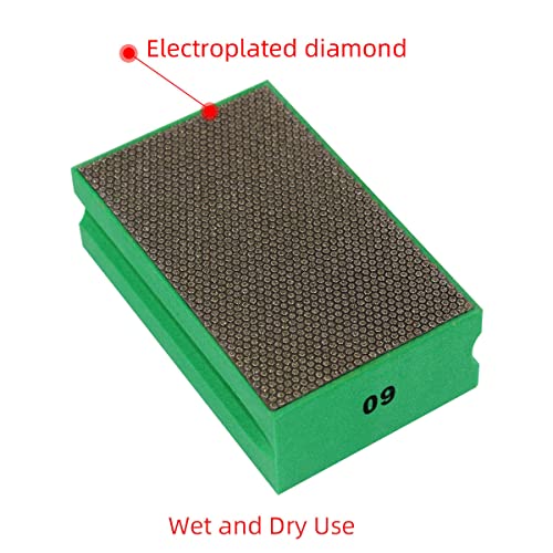 Electroplated Diamond Hand Polishing Pads 60-400 Grit Sanding Tile Stone Marble Concrete Wet Dry¡­ ((60Grit+120Grit)) (60Grit+120Grit)