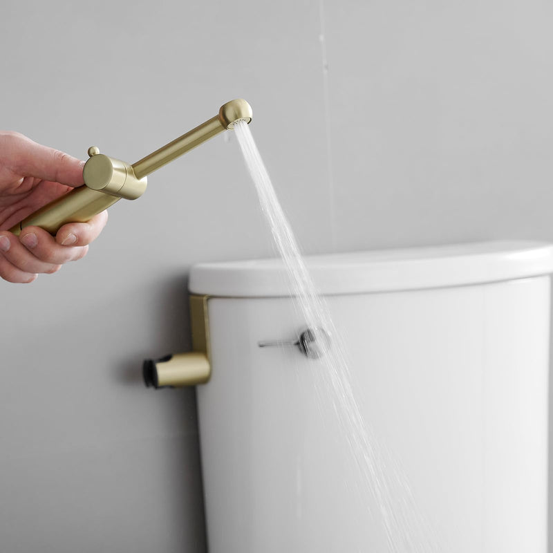 Handheld Bidet Sprayer for Toilet, All Brass Bathroom Toilet Sprayer Bidet Attachment Set, Baby Cloth Diaper Spraying Kit for Pet Bathing and Feminine Care, Brushed Gold Brushed Nickel